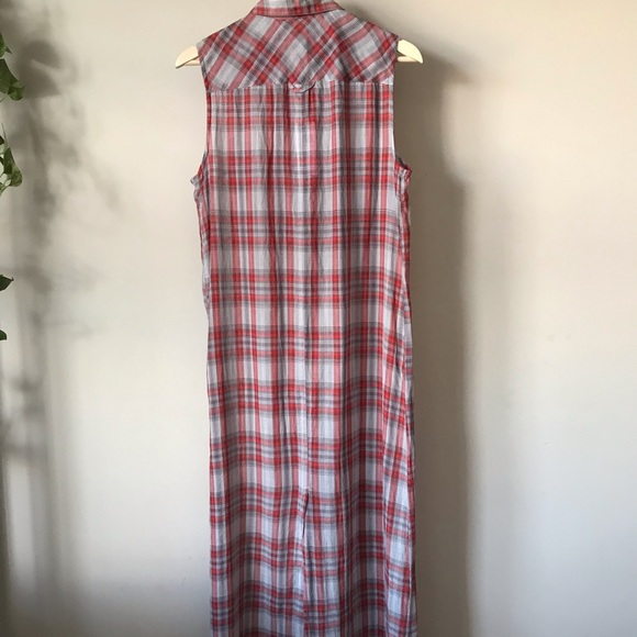 Plaid Button Up Slit Shirt Dress - Picture 3 of 7